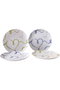 Hermia 2100002912001 Juego de Servir Pasteles Porcelana Azul Apto Microondas Lavavajillas 4 Piezas 21x21 cm